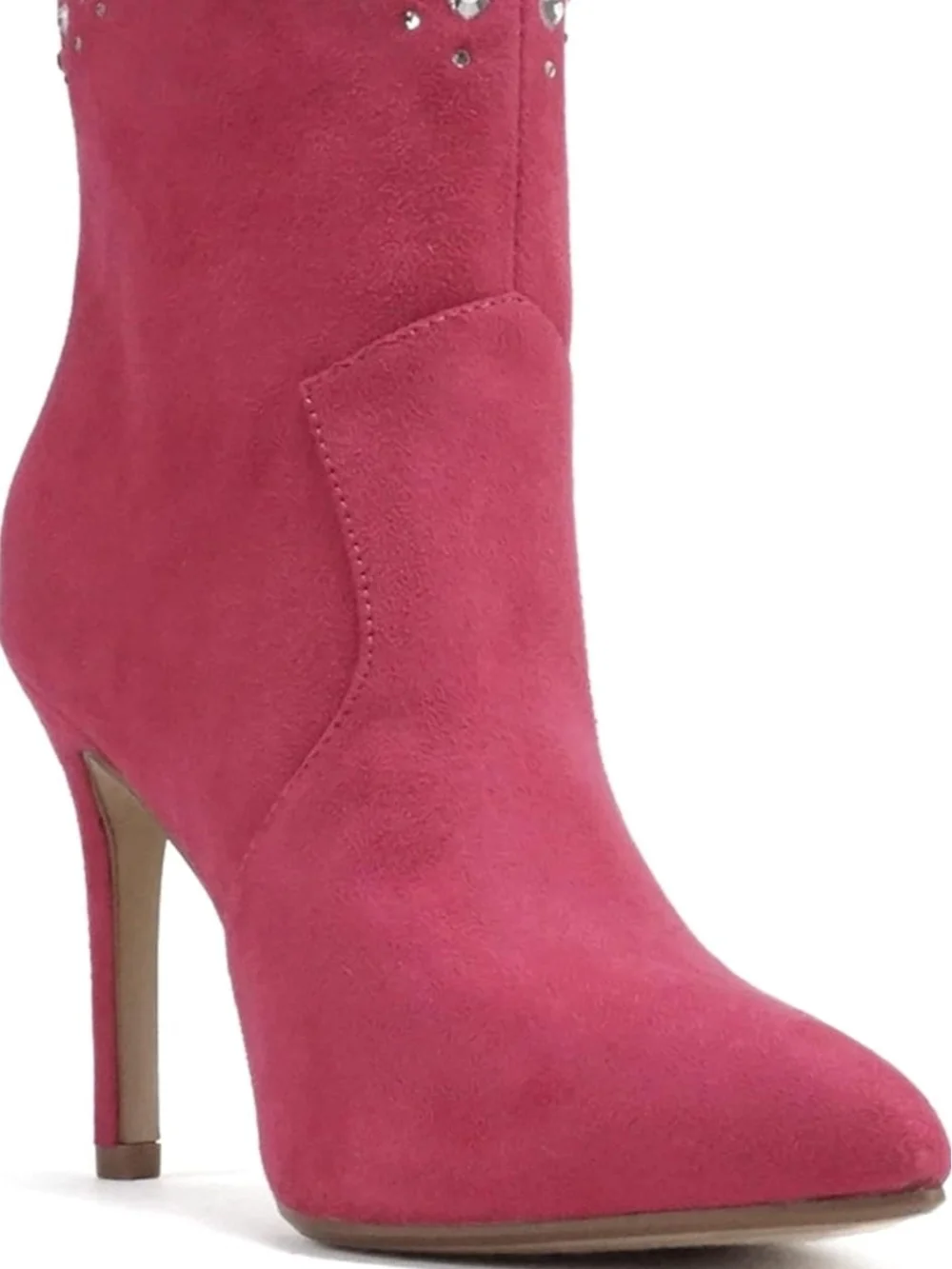 Soda Hot‎ Pink Suede Studded Stiletto Ankle Boot Size 8
